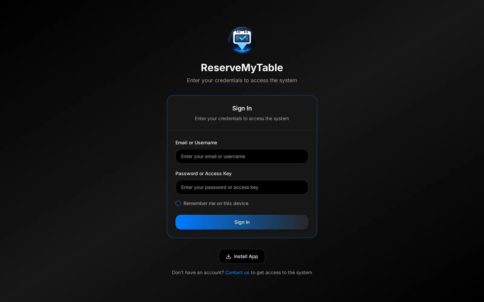 ReserveMyTable desktop view